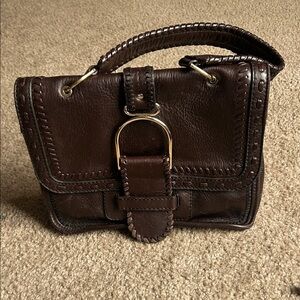 Jimmy Choo Louise leather handbag with whipstitch trim and gold tone hardware